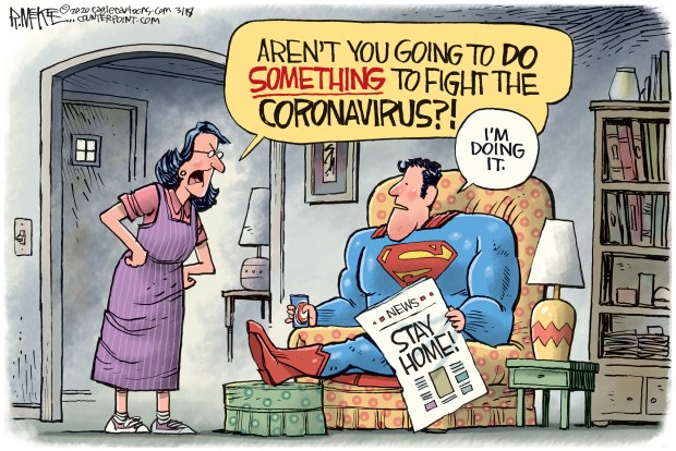 Superman-Fights-Coronavirus-by-Rick-McKee-CagleCartoons.com_